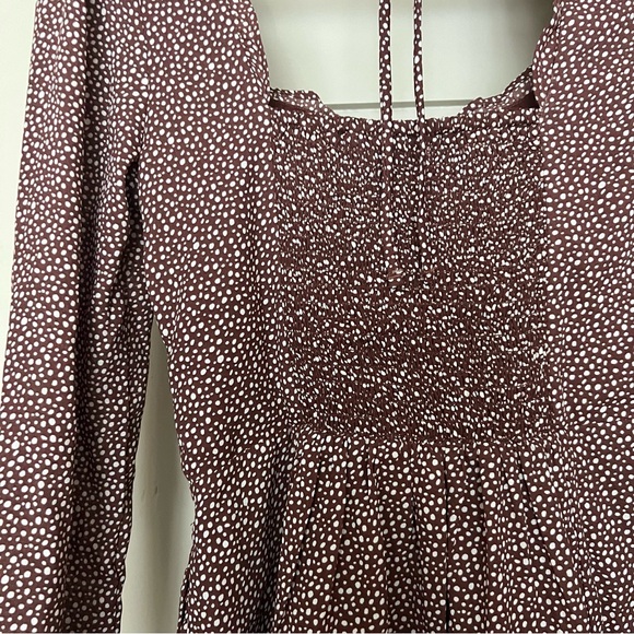 Abercrombie & Fitch Portrait Neck Long Sleeve Polka Dot Mini Dress Size Small - Picture 4 of 10